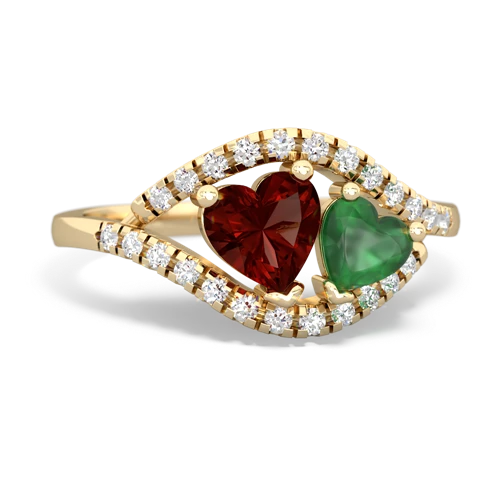 garnet-emerald mother child ring