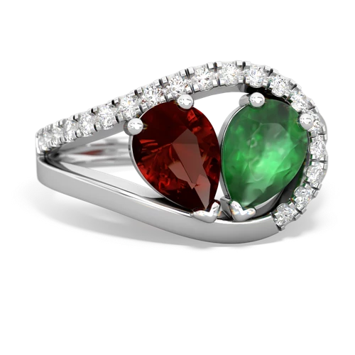 Garnet Genuine Garnet with Genuine Emerald Nestled Heart Keepsake ring Ring
