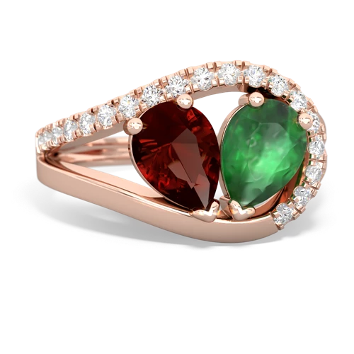 garnet-emerald pave heart ring