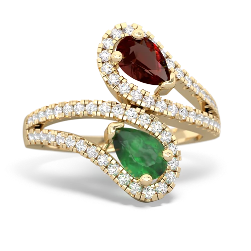 garnet-emerald pave swirls ring