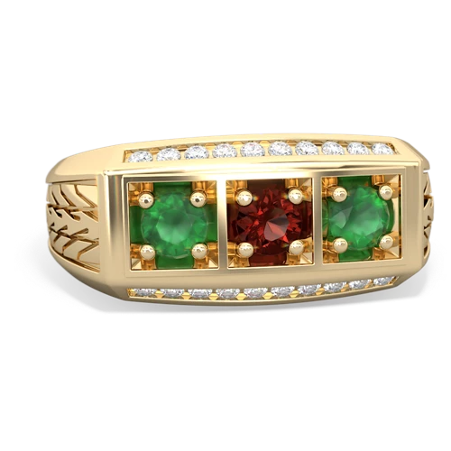 garnet-emerald three stone ring