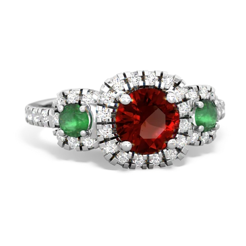 Garnet Genuine Garnet with Genuine Emerald and  Regal Halo ring Ring