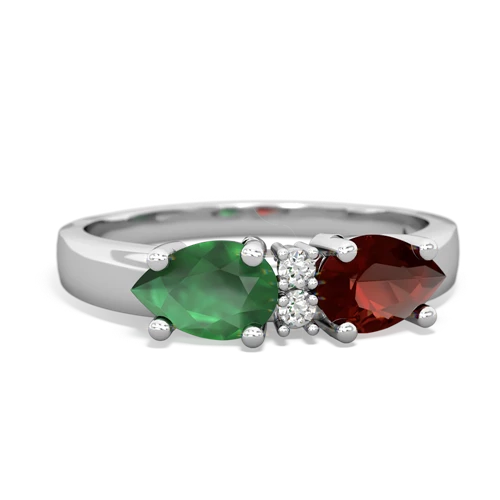 Garnet Genuine Garnet with Genuine Emerald Pear Bowtie ring Ring