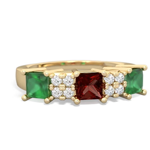 Garnet Genuine Garnet with Genuine Emerald and Genuine Swiss Blue Topaz Three Stone ring Ring