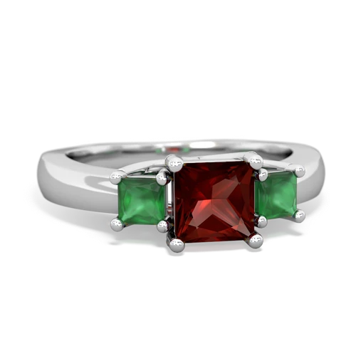 Garnet Genuine Garnet with Genuine Emerald and  Three Stone Trellis ring Ring