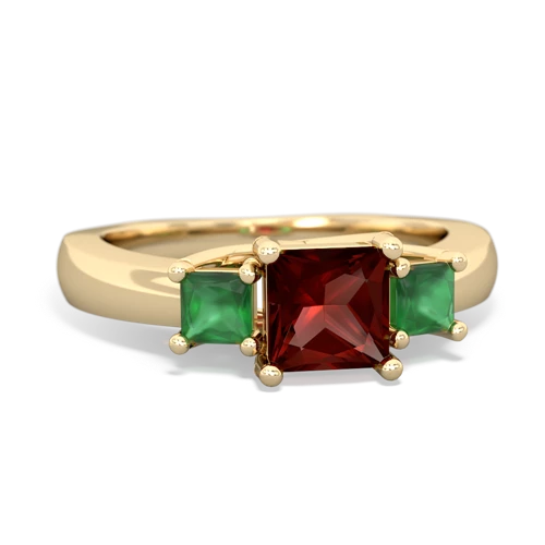 Garnet Genuine Garnet with Genuine Emerald and Genuine Swiss Blue Topaz Three Stone Trellis ring Ring