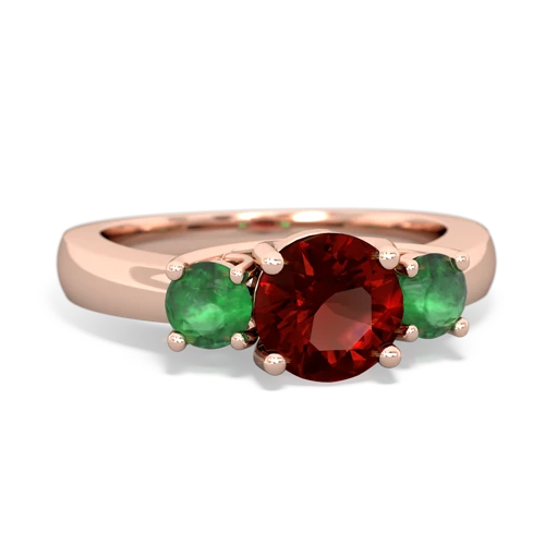 Garnet Genuine Garnet with Genuine Emerald and Genuine Opal Three Stone Trellis ring Ring