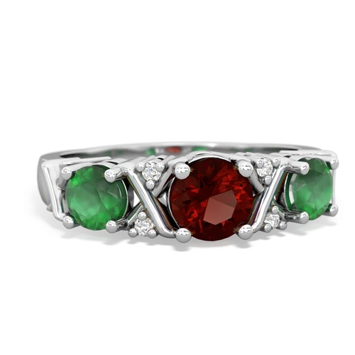 Garnet Genuine Garnet with Genuine Emerald and  Hugs and Kisses ring Ring