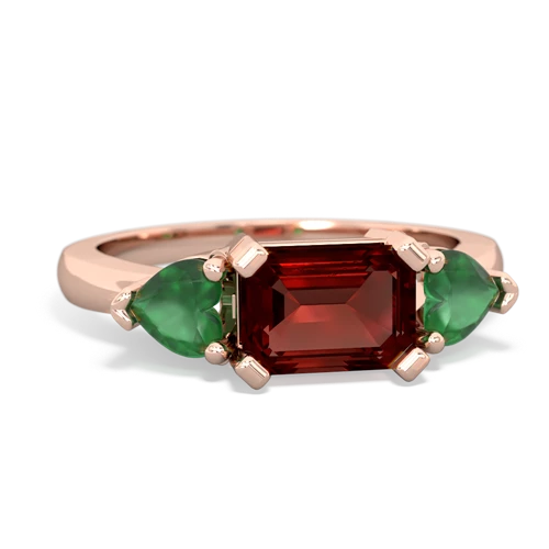 Garnet Genuine Garnet with Genuine Emerald and Genuine Opal Three Stone ring Ring