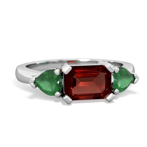 Garnet Genuine Garnet with Genuine Emerald and  Three Stone ring Ring
