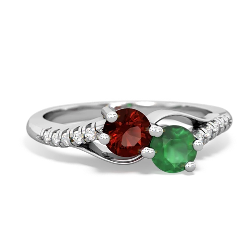 Garnet Genuine Garnet with Genuine Emerald Two Stone Infinity ring Ring