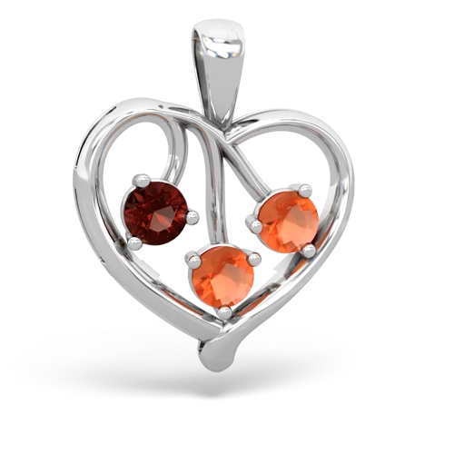 Genuine Garnet with Genuine Fire Opal and  Glowing Heart pendant