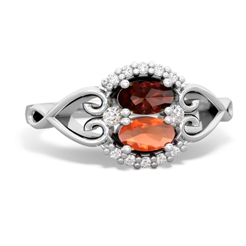 garnet-fire opal antique keepsake ring