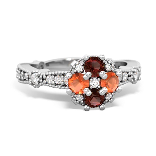 garnet-fire opal art deco engagement ring