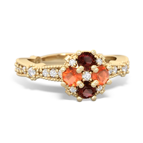 garnet-fire opal art deco engagement ring