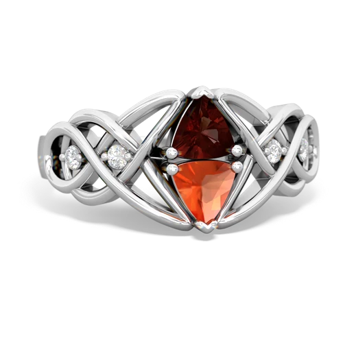 garnet-fire opal celtic knot ring