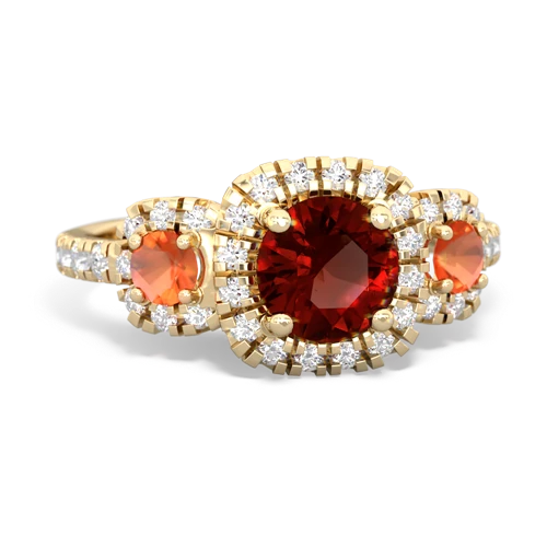 Genuine Garnet with Genuine Fire Opal and  Regal Halo ring