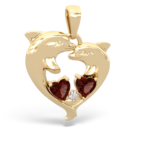 Garnet Genuine Garnet with Genuine Garnet Dolphin Heart pendant Pendant