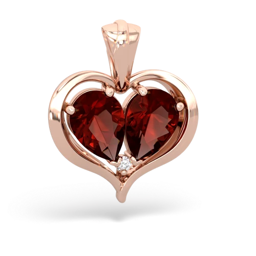 garnet-garnet half heart whole pendant
