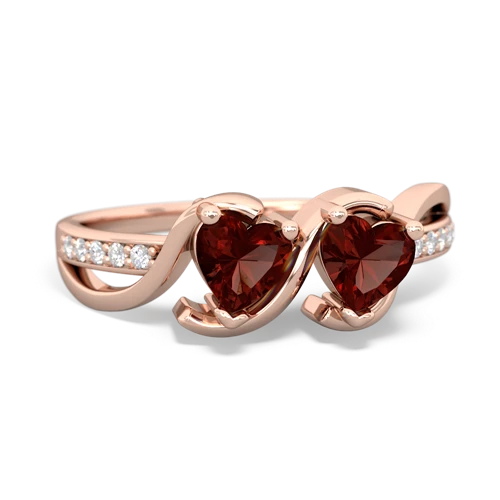 garnet-garnet double heart ring