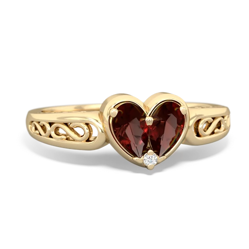 Garnet Genuine Garnet with Genuine Garnet filligree Heart ring Ring