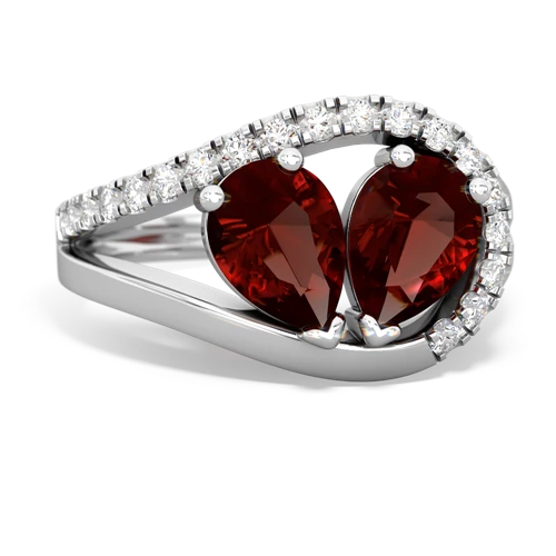 garnet-garnet pave heart ring