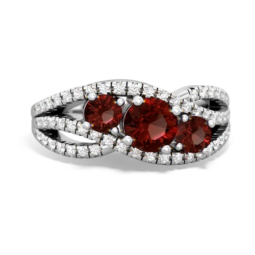 lab sapphire-ruby three stone pave ring