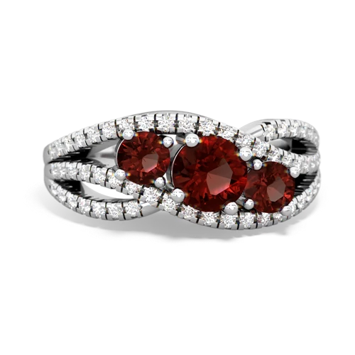 garnet-white topaz three stone pave ring