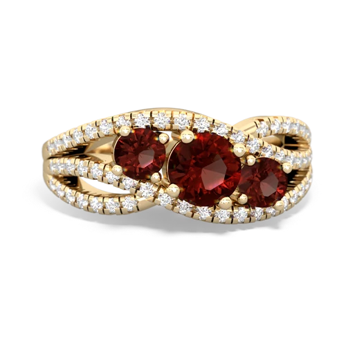 garnet-fire opal three stone pave ring