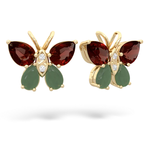 garnet-jade butterfly earrings
