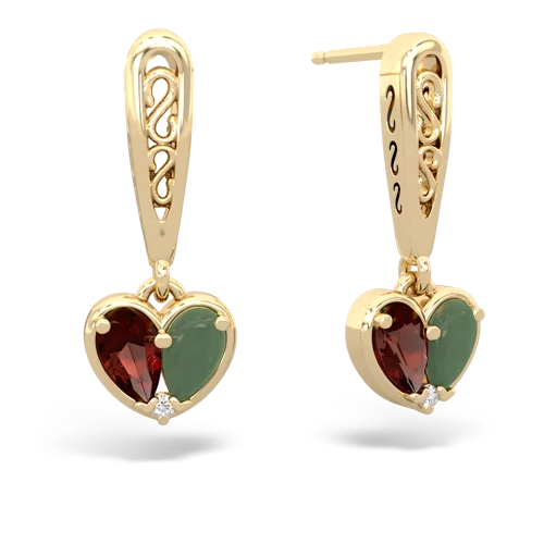 garnet-jade filligree earrings