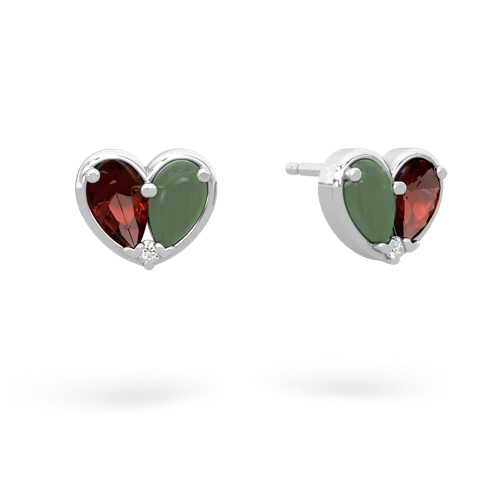 garnet-jade one heart earrings