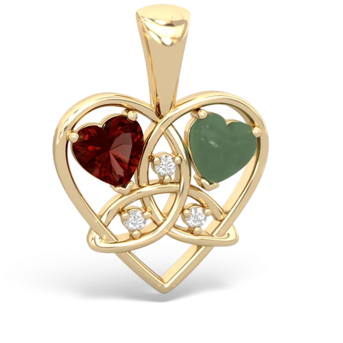garnet-jade celtic heart pendant