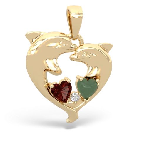 garnet-jade dolphins pendant