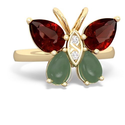 garnet-jade butterfly ring