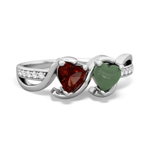 garnet-jade double heart ring