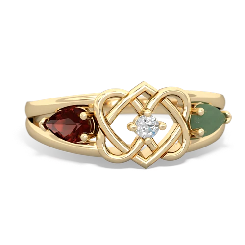 garnet-jade double heart ring