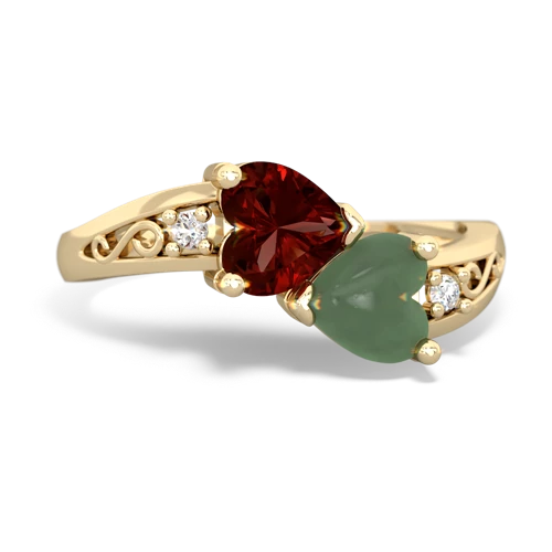 garnet-jade filligree ring