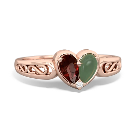 garnet-jade filligree ring