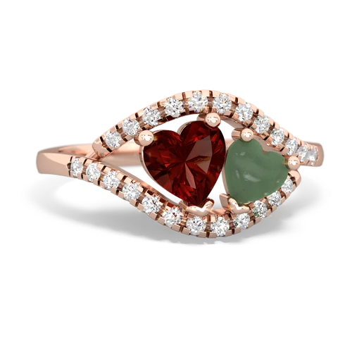 garnet-jade mother child ring