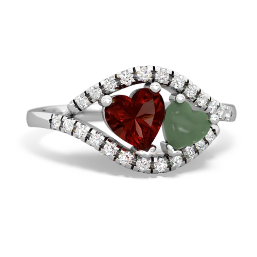 garnet-jade mother child ring