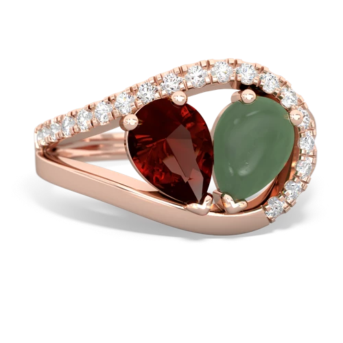 garnet-jade pave heart ring