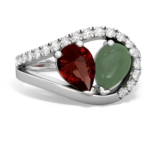 garnet-jade pave heart ring