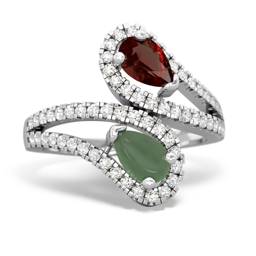 garnet-jade pave swirls ring