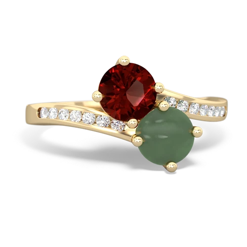 garnet-jade two stone channel ring