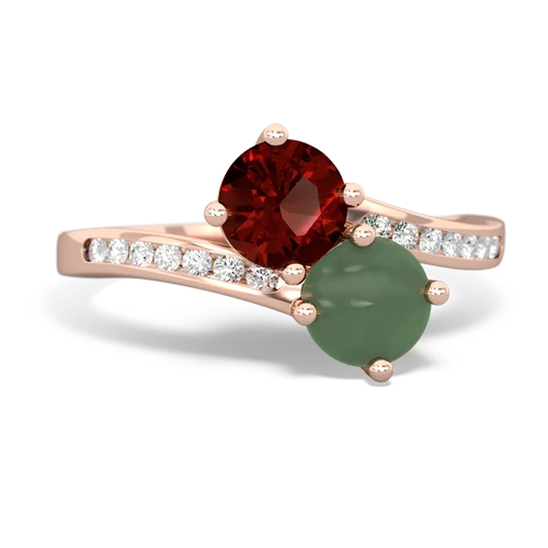 garnet-jade two stone channel ring