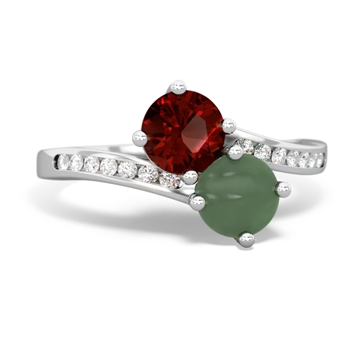 garnet-jade two stone channel ring