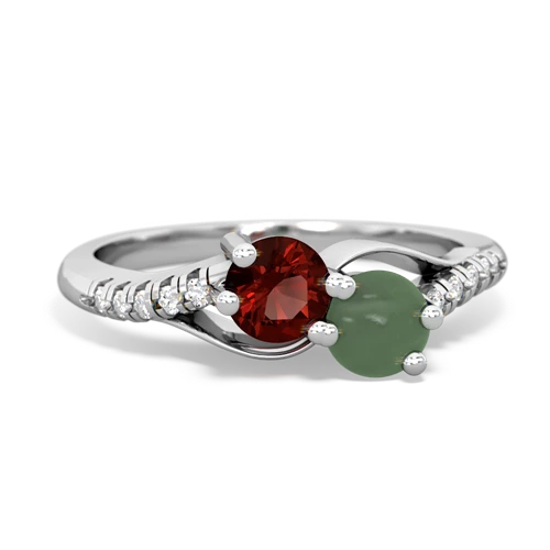 garnet-jade two stone infinity ring