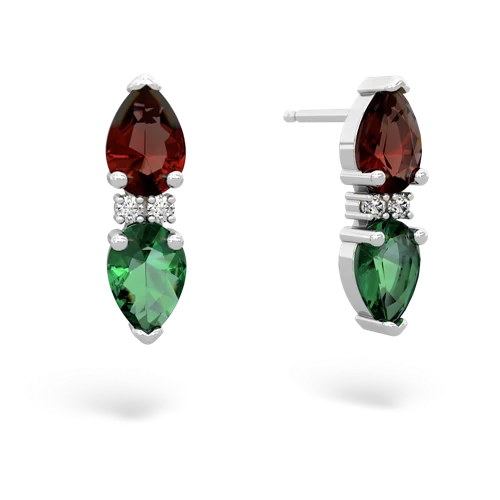 garnet-lab emerald bowtie earrings