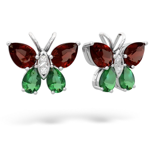 garnet-lab emerald butterfly earrings